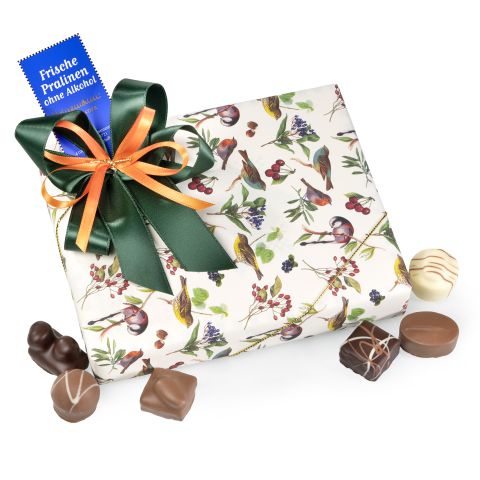 Pralines assortment in autumn design wrapping, non-alcoholic