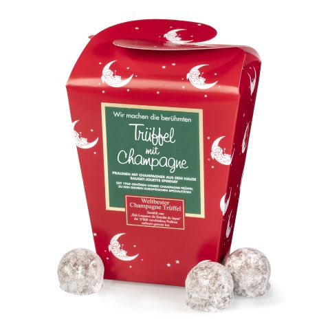 Trüffel mit Champagne Vollmilch 280g in weihnachtlicher Verpackung