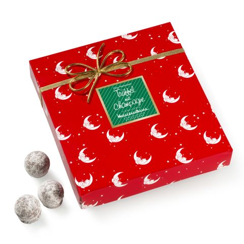 Trüffel mit Champagne 220g in weihnachtlicher Schachtel
