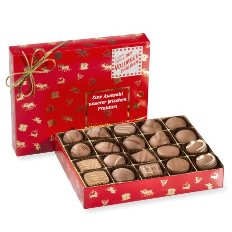 Heinemann Milk Chocolate Pralines 240g in a Christmas-themed box