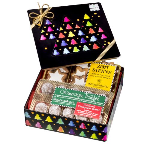 Nr. 50 Schmuckdose Tannenbaum-Truffle with Champagne / Zimtsterne