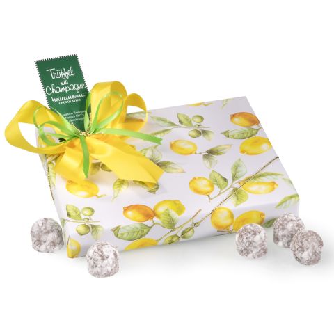 Poches in lemon paper 220g truffles with champagne